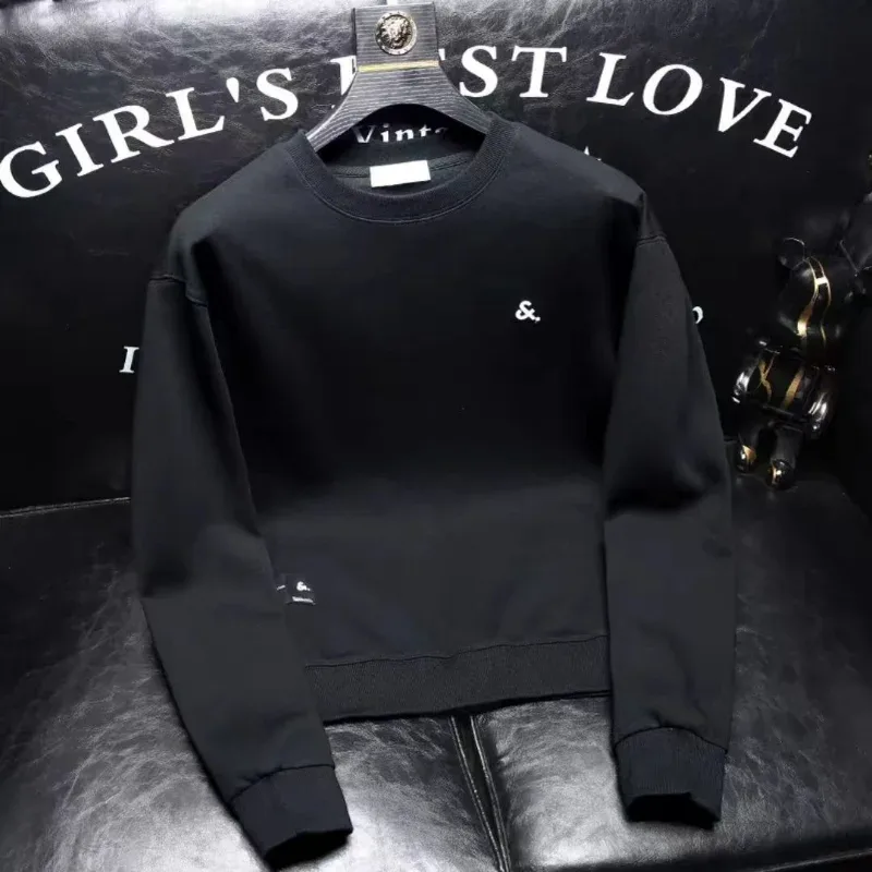 jaro podzim pánské trendy jednoduchý ležérní potisk All Match mikina Y2K Streetwear mikiny s kulatým výstřihem, dlouhým rukávem, volný svetr