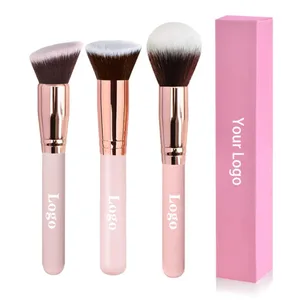 Free Private Label Makeup Brushes Foundation Loose Powder Concealer Blending Brush Pink Beauty Makeup Tool Wholesale Bulk 10pcs