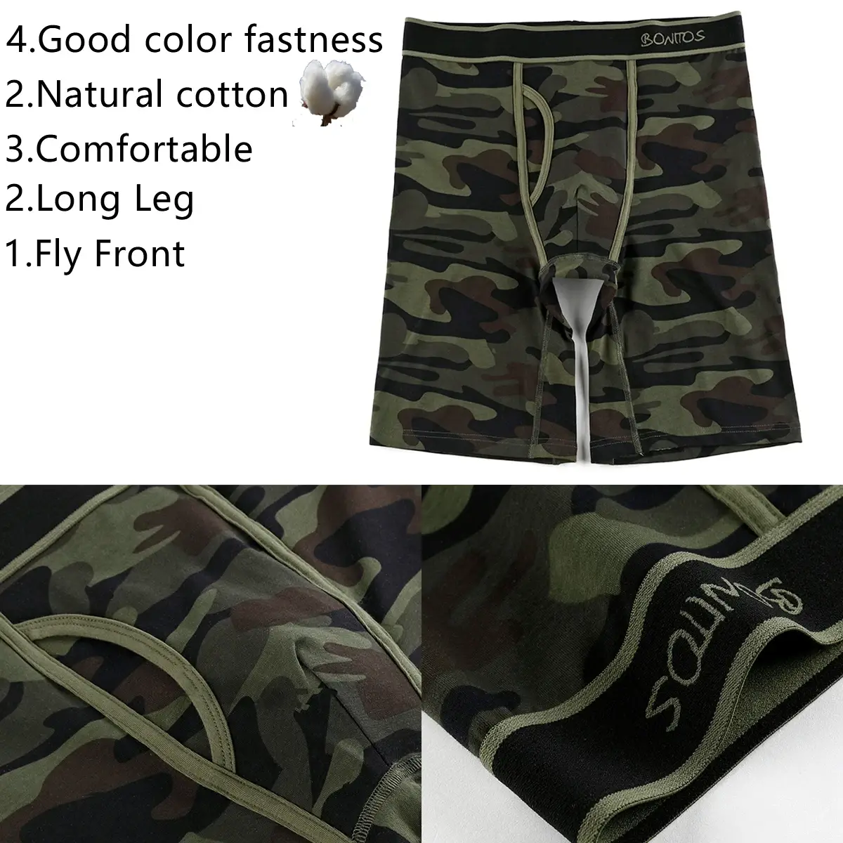 2pcs Pek Panjang Kaki Boxer Seluar Dalam Lelaki Seluar Dalam Kit Homme Seluar Boxershorts Seluar Dalam Slip untuk Lelaki Kapas Lelaki Seksi Set Kotak Gim