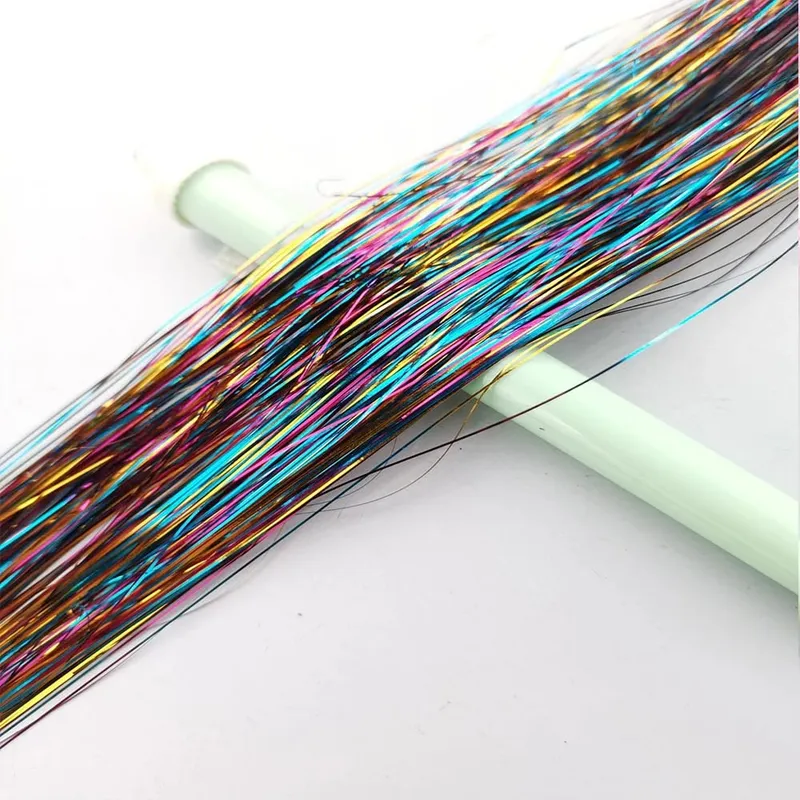 93/120cm Sparkle Synthetics Hair Extensions Tinsel Rainbow Colored Strands Girls Headwear Hairbinge Hair Laser False Decor