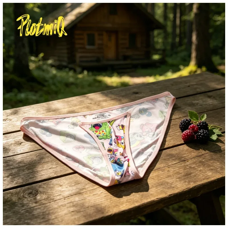 1PCS Full Print Cartoon Graffiti Men Brief Soft Tela Malapad na Waistband 3D U Pouch Low Rise Close Fit Panlalaking Panloob