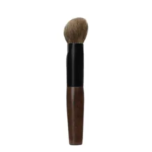 T101 Pinzells de maquillatge artesanals professionals suaus cabell de cabra natural Raspall de base inclinat Raspall de maquillatge amb mànec de fusta de banús curt