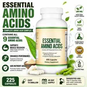 Aminoàcids essencials 225 càpsules: els 9 aminoàcids essencials per al suport muscular i l'absorció de nutrients