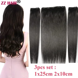 Clips-in 100% Brazilian Human Remy Hair Extensions 16"-28" Three Pieces 3pcs Set 100g-200g 1x25 2x10 Natural Straight