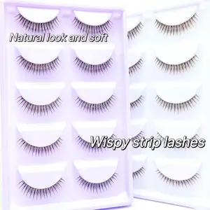Soft & Natural Eye Enhancement 5 párů umělých řas Transparentní stopka Soft Natural Strip Lashes