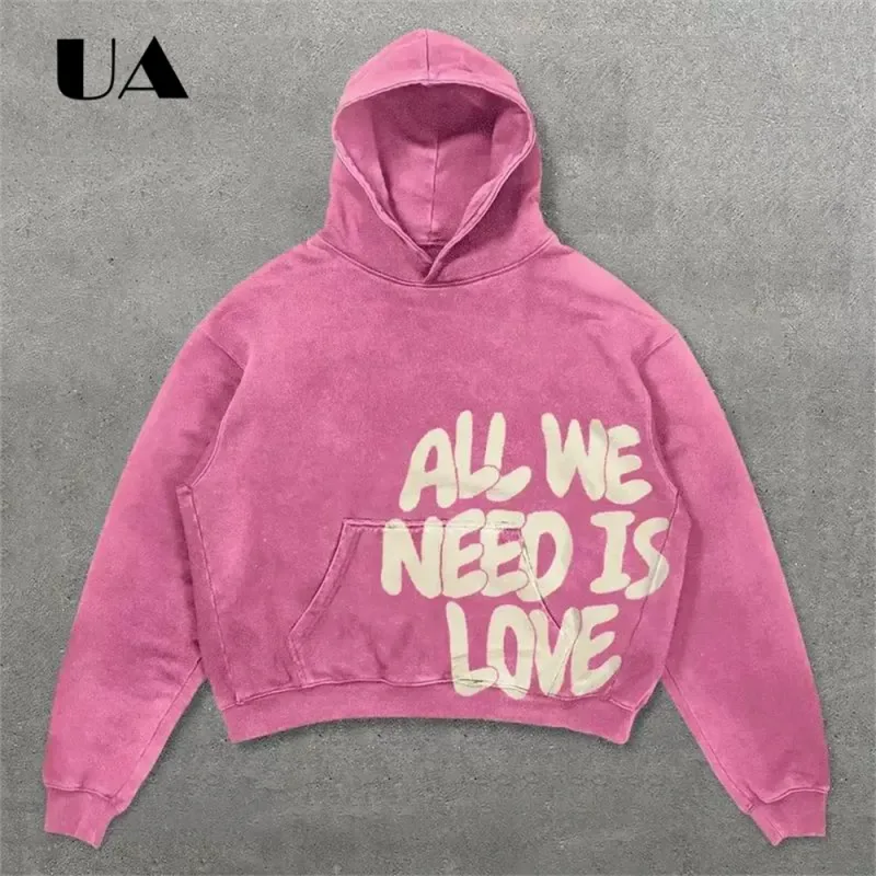 UA All We Need is Love Nové mikiny s kapucí pro muže S-4XL Běžné oblečení na ulici Jaro Podzim Nové elegantní oblečení Pulovr s kapucí