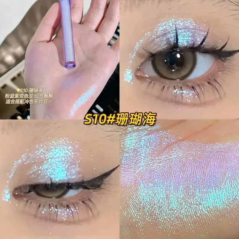 Glitter Chameleon Eye Makeup Multikrom Shimmer Ögonskugga Duochrome Stick Shine Chrome Highlighter Pen Party Luminous Cosmetics