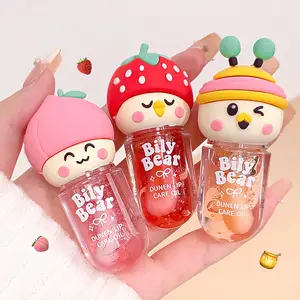 Óleo labial de gelatina de mel de pêssego com brilho labial hidratante brilhante de morango, brilho labial de longa duração à prova d'água e não desbotamento, cosmético