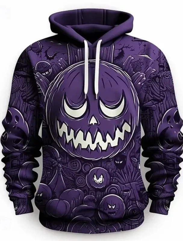 Halloween Purple Pumpkin hoodie pullover 3d printing pattern couple men women halloween carnival costume party casual everyday