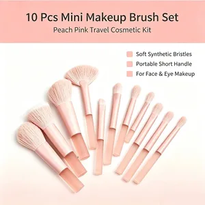 10 pçs conjunto de pincéis de maquiagem de viagem mini pincéis de maquiagem tamanho de viagem pequena sombra olho batom fundação escova sombra contorno blush
