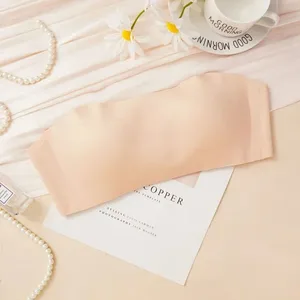 Sem costura tubo de uma peça topos feminino almofadas removíveis íntimos básico preto/branco/pele das mulheres sutiã sem alças bandeau lingerie sexy