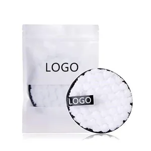 Tampons ronds de nettoyage du visage en tissu lavable et réutilisable, éponge nettoyante de marque privée
