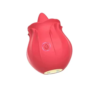 Giocattolo sessuale in silicone sicuro per il corpo con vibratore a forma di rosa per donne, Vibrazioni multi-velocità ricaricabili impermeabili, regalo discreto per adulti