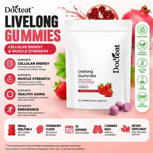 Docteat Urolithin A Gummies 500 мг на порцію Strawberry Flavor Daily Cellular Wellness Support 60 Gummies for Men Women
