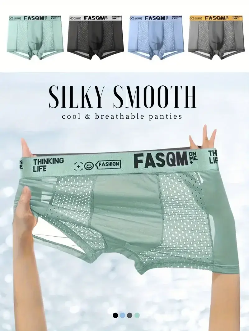 1 PC เซ็กซี่ผ้าตาข่ายชุดชั้นในชาย Cool Ultra-Soft Breathable Boxer กางเกงแฟชั่น All-Day Comfort สบายๆทุกวันชุดชั้นในชาย