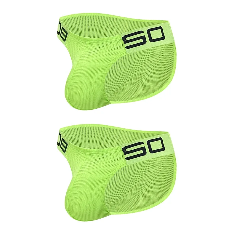 Panlalaking Nylon Blend Mesh Breathable Briefs Horn Splice Letter Embossed Malapad na Elastic Waistband Kulay Fluorescent Sexy Underwear