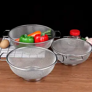 2ks 21cm+24cm nerezový odkapávací koš Kuchyňský koš s držadly Mycí koš na zeleninu Sítko na rýži