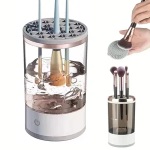 Escova de maquiagem elétrica portátil, plugue usb, limpador com máquina de maquiagem de borracha, limpador rápido, escova de limpeza, colarinho