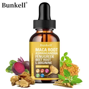 Luomu Maca Root Nestemäiset Tipat Ashwagandha Sarviapilajuurijuurella ja L-Arginiini Liquid Multivitamiinilla naisille ja miehille