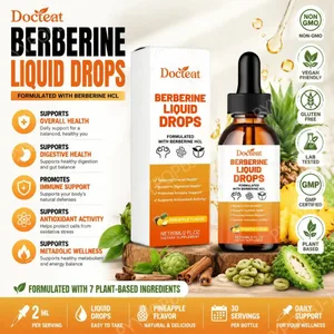 Gotas líquidas Docteat Berberine HCl apoiam a saúde digestiva com canela do Ceilão e sabor de abacaxi de grãos de café verde 60 ml
