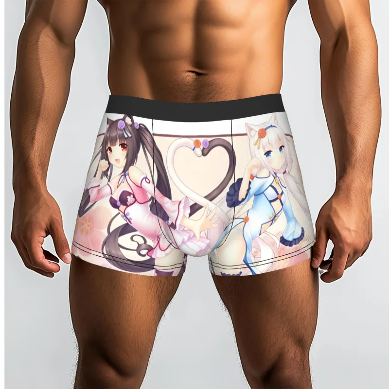 Anime N-Nekopara Chocola Vanilla Unterwäsche Herren bedrucktes Spiel Boxershorts Shorts Höschen weiche Unterhose