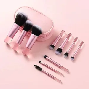Conjunto de mini pincéis de maquiagem de 10 peças com bolsa Pincel de maquiagem portátil para viagem disponível em várias cores