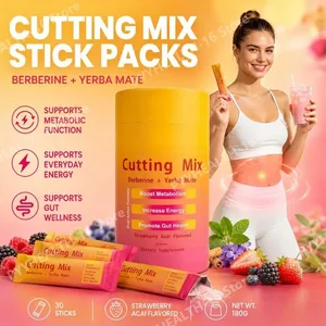 Berberine Yerba Mate Drink Mix Cutting Metabolism & Energy Support Strawberry Acai Flavour Gut Wellness 30 Stick Packs 180g