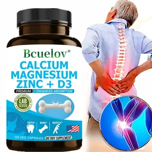 Bcuelov Calcium Magnésium Zinc Vitamine D3 Supplément - Os Dents Muscles Nerfs Métabolisme Synthèse des protéines Système immunitaire