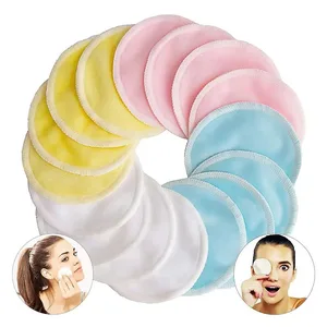 Tampons de coton réutilisables, 12 pièces, disques démaquillants lavables, tampons de maquillage ronds lavables en bambou, outil de soins de la peau HZM06