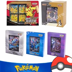 Cărți Pokemon comerciale originale PTCG Cuplare Cvartet de desene animate V-UNION Cutie cadou Pikachu Big Gather Moru Baker Mew-two PTCG