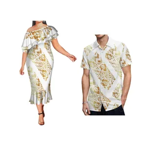 Mãe dia xale um ombro fishtail vestido branco bodycon trompete sereia vestidos casuais polinésio vestidos das mulheres tamanho grande