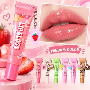 Random 1 Piece Sweet Pendant Lip Gloss Hydrating Plump Lip Oil Transparentní lesklý lesk na rty Roztomilá kosmetika pro každodenní péči o rty