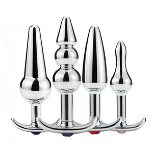 Metal Anal Beads Butt Plug Set Wearable Outerdoor Small Large Anal Plug G Spot Dildo Insert Vagina Anus Sex Toy