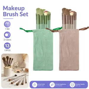13 Cái/bộ Bộ Cọ Trang Điểm Mềm Sợi Tổng Hợp Mỹ Phẩm Cọ Dành Cho Mặt Mắt Nền Má Hồng Phấn Mắt Có Túi Bảo Quản