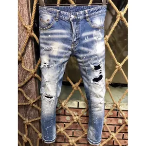 Baggy Jeans For Man Kalhoty Distressed Jeans Trendy Streetwear Tenké rovné nohavice Strečové kalhoty Pánská móda