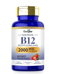 Googeer B12 Methylcobalamin சப்ளிங்குவல் ஃபாஸ்ட் டிஸால்வ் டேப்லெட்கள் ஸ்ட்ராபெரி ஃப்ளேவருடன் தினசரி உடல் ஆறுதல் ஆதரவு 60 மாத்திரைகள்