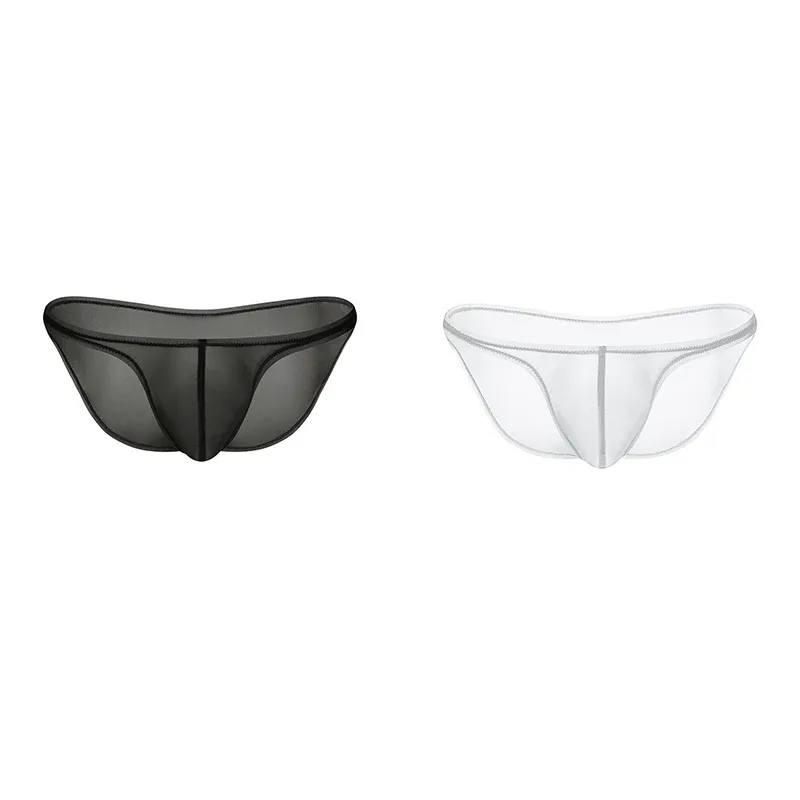 Ropa interior para hombre, bragas triangulares transparentes de seda de hielo delicadas, calzoncillos de cintura baja con personalidad