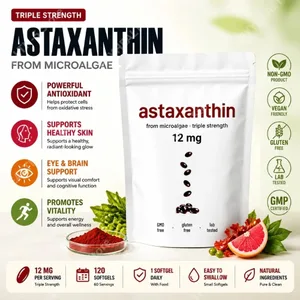 Astaxanthin 12mg měkké gely - denní podpora antioxidantů bez GMO bezlepková sója bez 120 tobolek pro dospělé