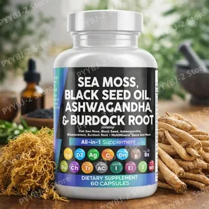 Les càpsules de molsa marina contenen cúrcuma de llavors negres i vitamina D minerals vegetals diaris Suplement tot en un 60 recomptes per ampolla