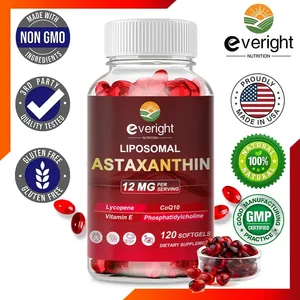 Suplemen Liposomal Astaxanthin dengan Lycopene CoQ10 Lutein Vitamin B6 E Zink Antioksidan untuk Kulit Sihat Penuaan Mata