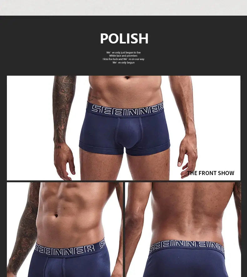 Seeinner Mens 복서 반바지 코튼 U 볼록한 주머니 속옷 부드럽고 편안한 속옷 Cueca Masculina M-XXL 블랙 화이트 그레이