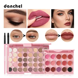 Set de maquillatge tot en un per a principiants Paleta de pintallavis Paleta d'ombres d'ulls 2pcs Pinzells de maquillatge professionals Kit de cosmètics facials