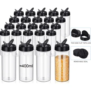 Boîtes à épices transparentes en plastique de 400ml, avec couvercle shaker, récipients d'assaisonnement pour la cuisine et le barbecue
