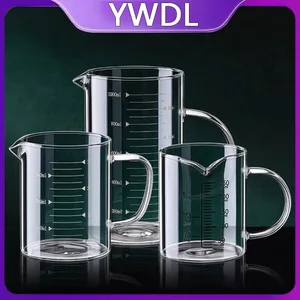 1/2db üveg mérőpohár fogantyúval Hőálló laboratóriumi főzőpohár Konyhai tejes kávé mérőbögre 250/350/500/1000ml